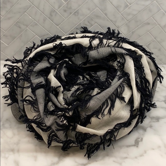 Chloe Fil Coupe Wool/Silk Scarf - Navy/White - Picture 2 of 5